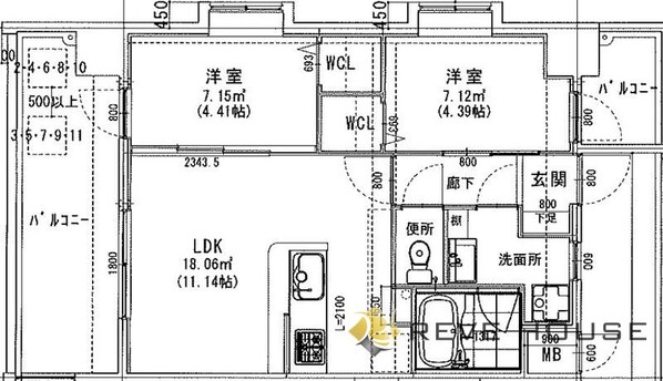 ラシュール・イン大橋IIの物件間取画像
